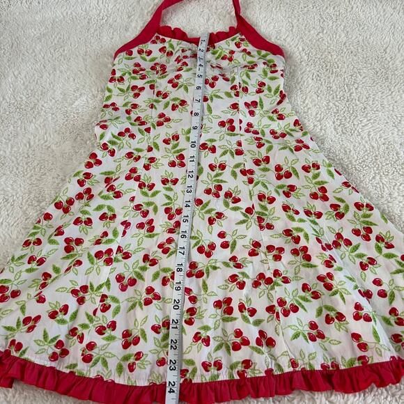 Charter Club Girls Size 10 100% Cotton Strawberry Print Dress Ruffle Halter Neck - Picture 4 of 6